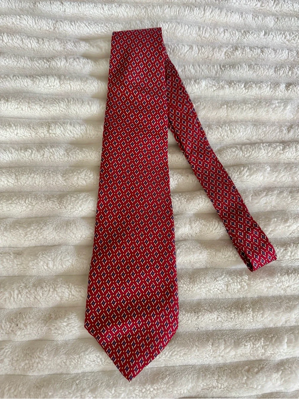 Lauren Ralph Lauren Green Label Red Silk Geometric Tie